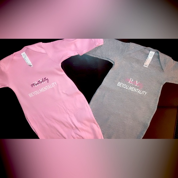 NewBorn Layette Gowns w/ Fold Over Mitten Cuffs - Handcrafted by BeYou.Mentality - Picture 2 of 4